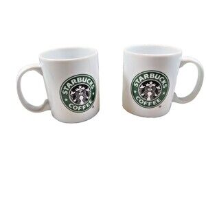 2 Original 2005 Starbucks Mermaid Logo Coffee Mug 9 oz White Tea Coffee Cups